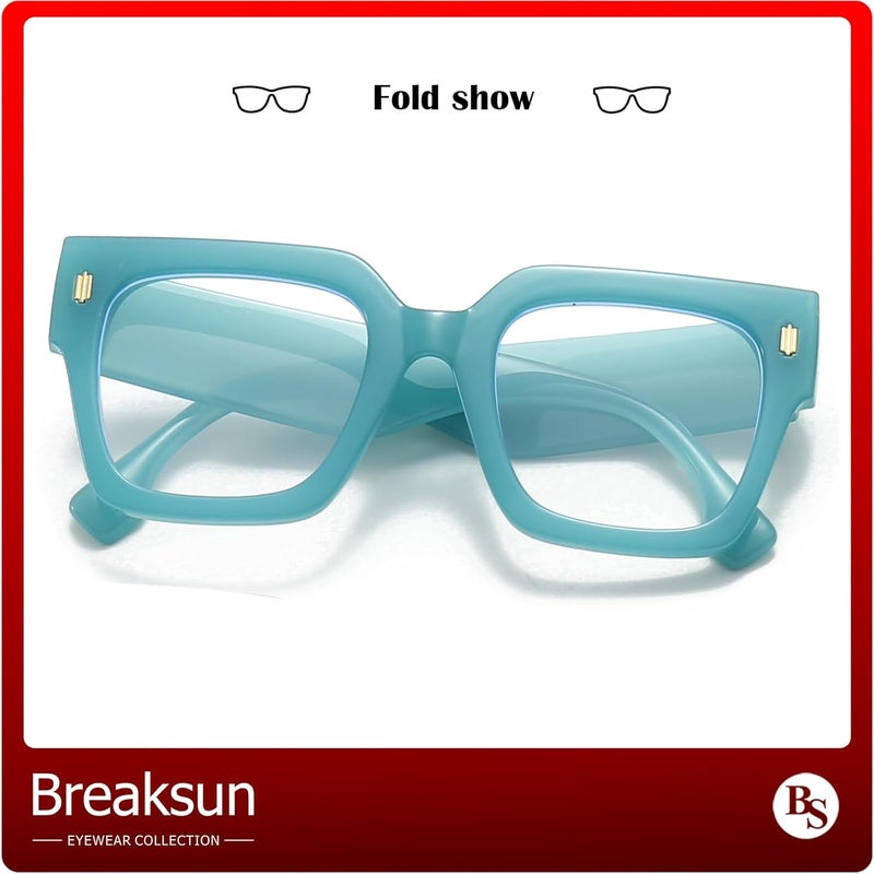 Breaksun Fashion Oversized Blue Light Blocking Glasses for Women Men Trendy Big Square Frame Computer Eyeglasses - Image 4